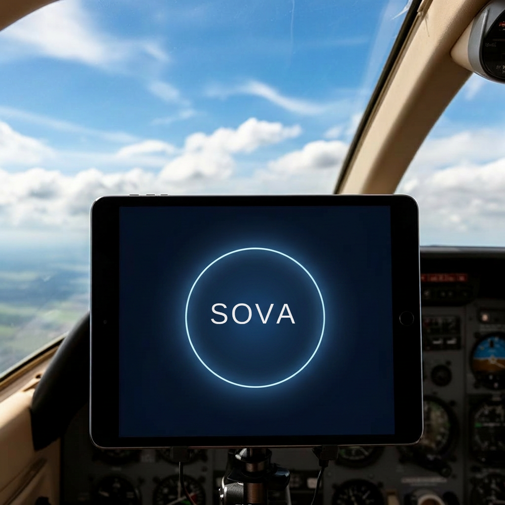 Sova Suite on an iPad in a general aviation cockpit